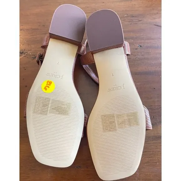 J Crew Factory Wm's Textured Ankle-Strap Sandals Brown Sz 7 NWOB - Picture 4 of 6
